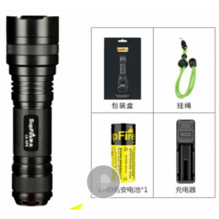 SupFire神火L6超強光手電筒可充電26650超亮遠(yuǎn)射LED便攜小家用T6戶外氙氣燈防水超長續(xù)航 L6-5瓦+1節(jié)3700毫安電池+充電器
