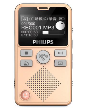 飛利浦（PHILIPS）VTR7600 8G 多功能隨身語音機(jī) 大功率 錄音筆 金色