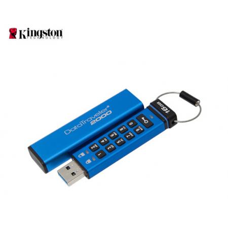 金士頓（Kingston）u盤 USB3.1 DT2000數(shù)字按鍵加密U盤自毀防復(fù)制防泄密優(yōu)盤 256位AES硬件加密 16G