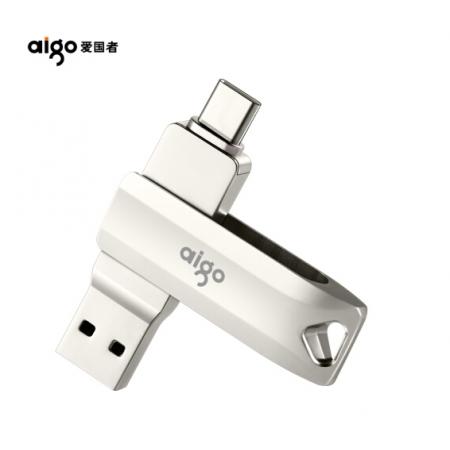 愛國者（aigo）128GB Type-C USB3.1 手機(jī)U盤 U351高速讀寫款 銀色 雙接口手機(jī)電腦用