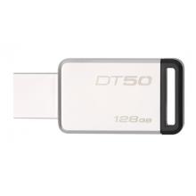 金士頓（Kingston）128GB USB3.1 U盤 DT50 黑色 金屬外殼 無蓋設(shè)計(jì)