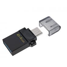  金士頓（Kingston）64GB OTG USB3.2 Gen1 U盤 DTDUO3G2 黑色 雙接口設計 快速傳輸