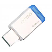  金士頓（Kingston）64GB USB3.1 U盤(pán) DT50 藍(lán)色 金屬外殼 無(wú)蓋設(shè)計(jì)
