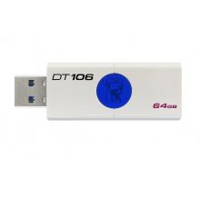 金士頓（Kingston）u盤 USB3.1 DT106系統(tǒng)投標(biāo)車載高速U盤優(yōu)盤 藍(lán)白款 青春版 64G