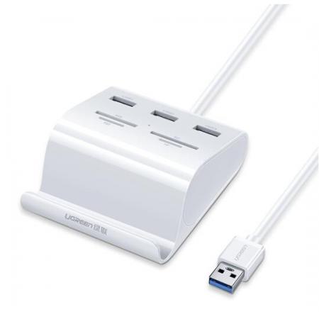 綠聯(lián)（UGREEN）USB3.0分線(xiàn)器 高速HUB集線(xiàn)器延長(zhǎng)線(xiàn) 筆記本電腦多接口擴(kuò)展塢轉(zhuǎn)換器 帶SD/TF讀卡器功能30344