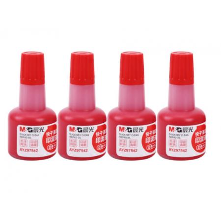晨光(M&G)文具40ml紅色快干印油 財務(wù)專用清潔印泥油 4瓶/盒AYZ97542