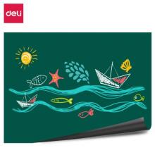 得力(deli)90*120cm軟磁鐵自粘白板貼可擦寫(xiě)墻貼/寫(xiě)字板/畫(huà)板 涂鴉自粘墻紙 小黑板貼 含背膠綠板50132