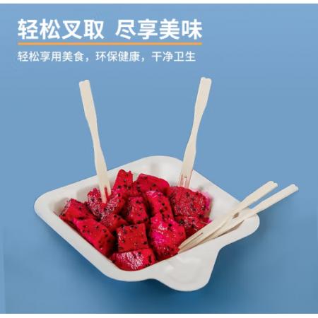 特美居 水果叉水果簽果插竹簽袋裝一次性木制竹制創(chuàng)意水果刺家用加厚型蛋糕叉點(diǎn)心簽100支裝