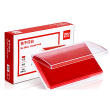 得力(deli)137*88mm透明外殼方形快干印臺(tái)印泥 辦公用品 紅色9864