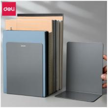 得力書立書夾書靠書擋書檔鐵書架簡易桌上夾書器學生用簡約桌面課桌收納放書的架子創(chuàng)意ins風擋板隔板書 深灰色金屬書立-2片