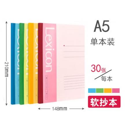 得力（deli）筆記本記事本加厚軟抄本筆記本子文具A5無(wú)線(xiàn)裝訂本 30頁(yè)A5(7650) 單本裝