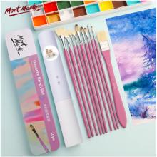 蒙瑪特(Mont Marte)夢境鐵盒10支裝水粉筆 豬鬃水彩畫筆丙烯顏料畫畫筆美術勾線筆兒童油畫筆套裝BMHS1012