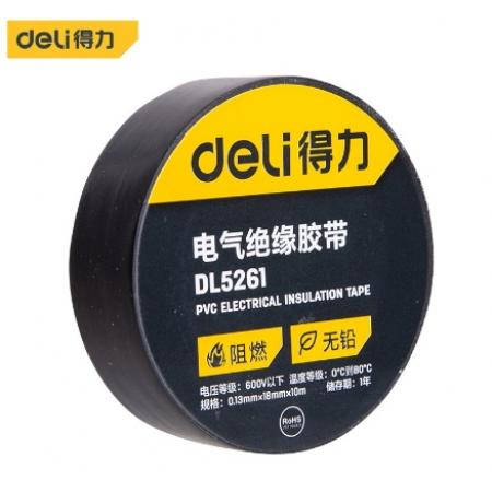 得力（deli）電工膠布絕緣膠帶PVC電氣無鉛阻燃防水膠布 10米黑色 單卷裝