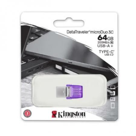  金士頓（Kingston）64GB Type-C USB3.2 Gen1 大容量手機U盤 DTDUO3CG3 雙接口設計 讀速200MB/s