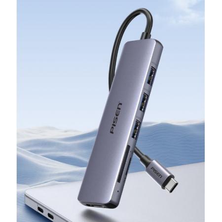 品勝 Type-C擴展塢 USB-C轉HDMI蘋果轉換器4K投屏拓展塢轉接頭SD/TF讀卡器 3.0分線器電腦手機平板通用六合一