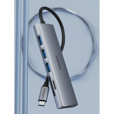 品勝Type-C擴(kuò)展塢USB-C轉(zhuǎn)HDMI蘋果轉(zhuǎn)換器4K60Hz拓展塢轉(zhuǎn)接頭SD/TF讀卡器USB3.0分線器電腦手機(jī)平板通用六合一