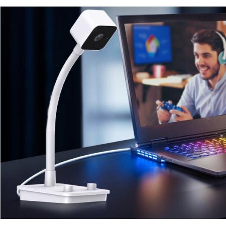海康威視電腦攝像頭直播2K高清帶麥克風(fēng)揚(yáng)聲器USB外接筆記本電腦臺式機(jī)網(wǎng)課家用視頻會議立式攝像機(jī)E24S