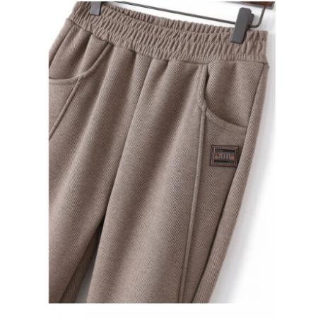 秋冬褲子 加肥大碼保暖長(zhǎng)褲 休閑加絨加厚女褲 卡其色 5XL(建議150-165斤)