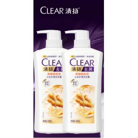 清揚（CLEAR）去屑頭皮護理洗發(fā)露養(yǎng)根韌發(fā)720g*2+100g*2 蓬松洗頭膏 生姜精粹