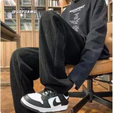 咖色雪尼爾褲子男款秋季美式復(fù)古肌理感潮牌寬松直筒闊腿休閑長(zhǎng)褲  L碼