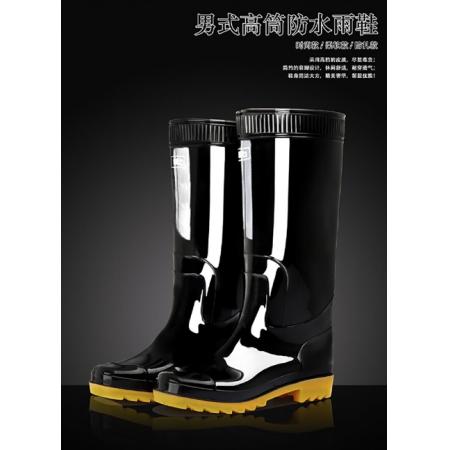 回力雨鞋男士款時(shí)尚雨靴戶外防水不易滑耐磨HL8075高筒黑色40碼