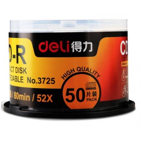 得力（deli ) 空白刻錄光盤 CD DVD刻錄盤 桶裝50片 CD-R【700MB 52倍速】3725