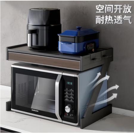 廚房微波爐置物架帶抽屜調(diào)料電器收納架烤箱臺面雙層置物架 556寬標準款 (送藤筐+洗米器)