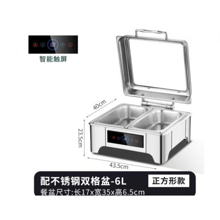 北鳴不銹鋼液壓布菲爐自助餐爐電加熱酒店自助餐保溫爐保溫鍋商用升級 正方形304數控餐爐【6L雙格】