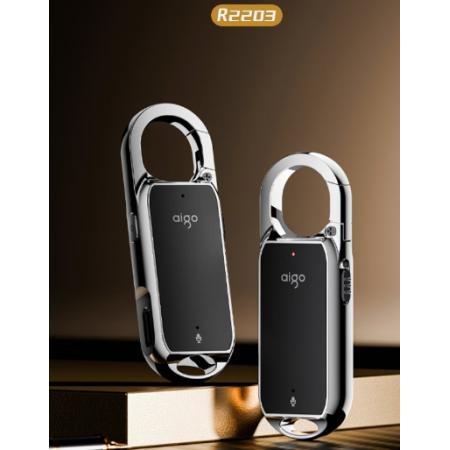 愛國者aigo錄音筆R2203 16G 一鍵錄音智能商務錄音器專業(yè)錄音 高清降噪錄音筆 學習會議采訪 黑色