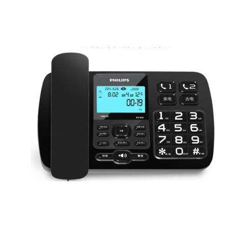 飛利浦（PHILIPS）錄音電話機(jī) 固定座機(jī) 辦公家用 自動 手動錄音 16G存儲卡 放音密碼保護(hù) CORD165 (黑色)