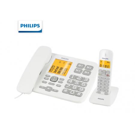 飛利浦（PHILIPS）無(wú)繩電話機(jī) 無(wú)線座機(jī) 子母機(jī) 辦公家用 一鍵撥號(hào) 內(nèi)部對(duì)講DCTG152一拖一 (白色) 