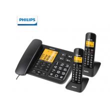 飛利浦（PHILIPS）無繩電話機(jī) 固定座機(jī) 子母機(jī) 家用辦公 一鍵撥號 三方通話 DCTG152一拖二 (黑色) 