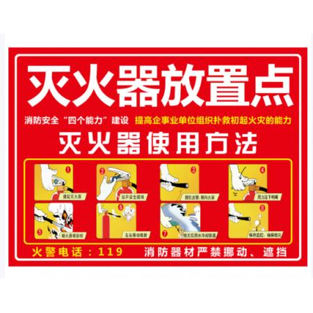 滅火器放置點標(biāo)示牌	定制	單面掛繩